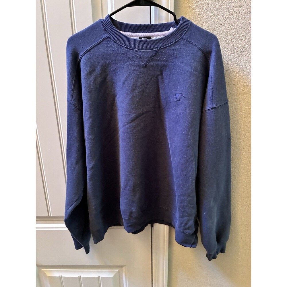 Vintage 90's Y2K Starter Blank Navy Blue Crewneck-Large